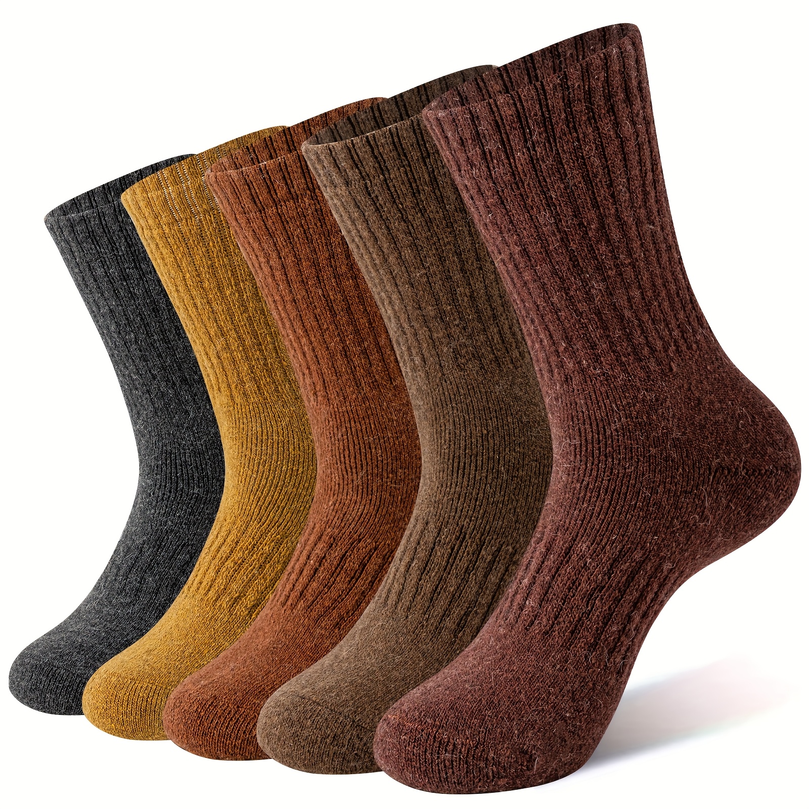 E-shop 5 Paar Merinowollsocken für Damen, Wander-, Thermische, Warme, Winter-, Dicke, Stiefel-, Gemütliche, Crew-, Bequeme Arbeitssocken für Damen