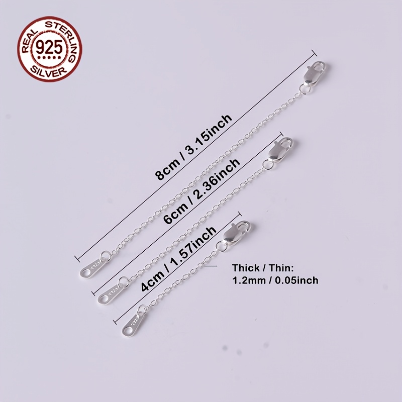 S925 Sterling Silver Jewelry Extender Chain with Clasp