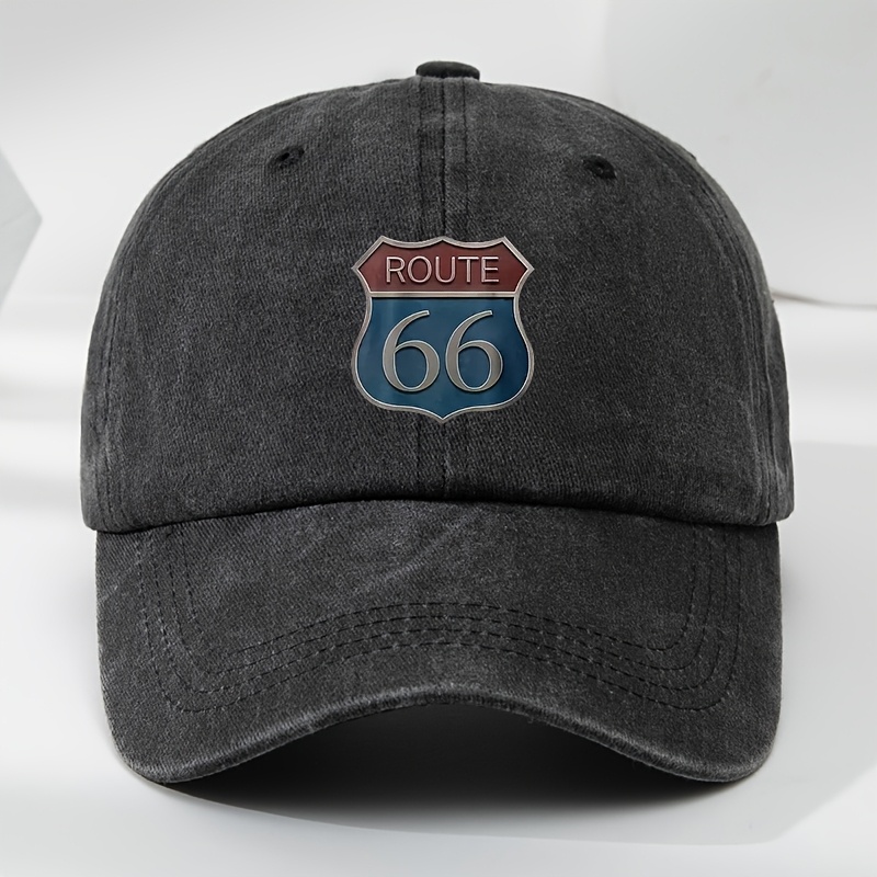 TEMU Casquette de baseball imprimée ROUTE 66, sport de , décontractée, anti-transpiration, chapeau à bec de canard, casquette vintage délavée, cadeau
