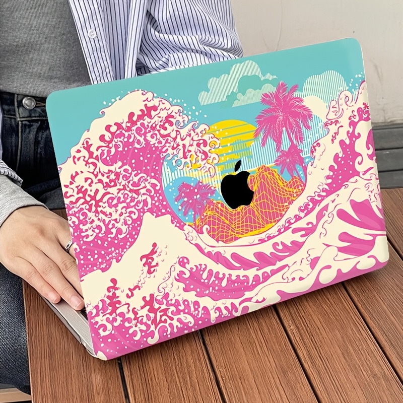TEMU Creative Printed Pattern Color-printed Laptop Protective Case With A Semi-rigid Shell, Optional Hollow Logo , Includes Top And Bottom Shells,