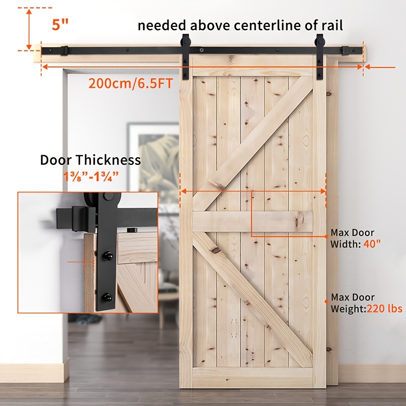 A Collection Of Metal Hardware Kits For Sliding Barn Doors Designed For Wooden Doors, Including A Closet , Hanging Rail For Barn Doors, And Additions For Sliding Doors In Studies