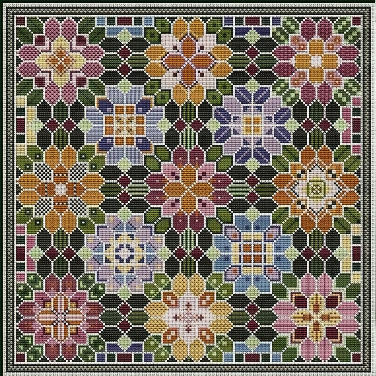 TEMU 1pc Printed Diy Stitch Kit, Frameless, "colorful Square Pattern", Perfect For Beginners' Relaxing Craft Time, Allows You To Experience The Full