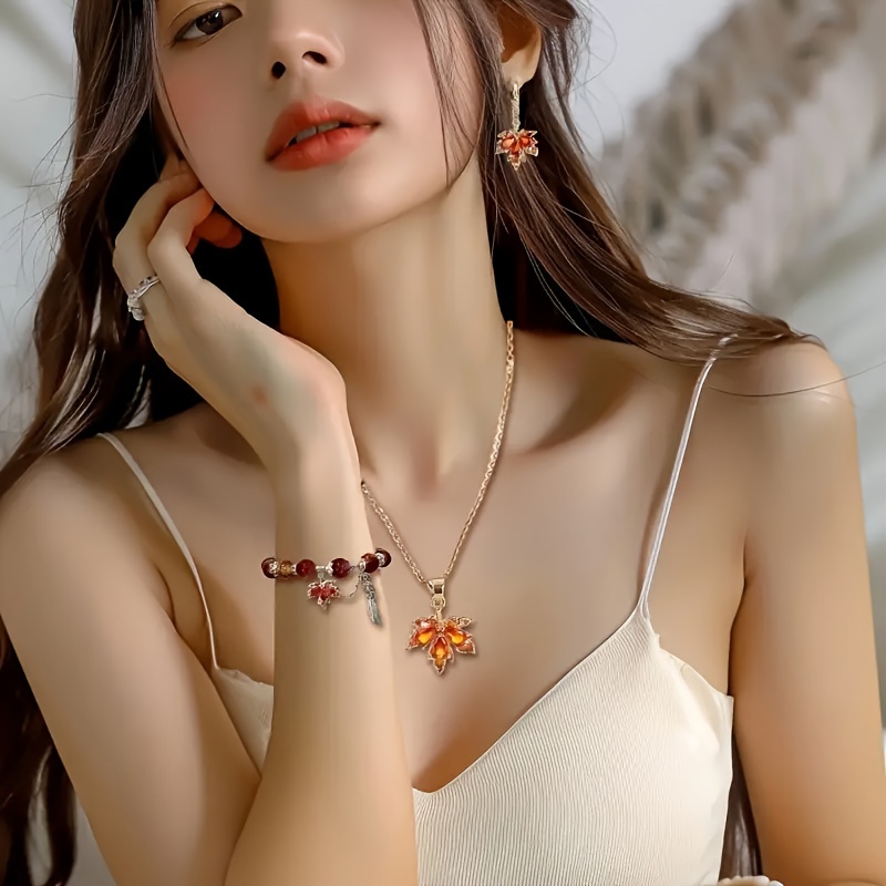 

4pcs/set Jewelry Set: Necklace Bracelet And - For Christmas And All Round