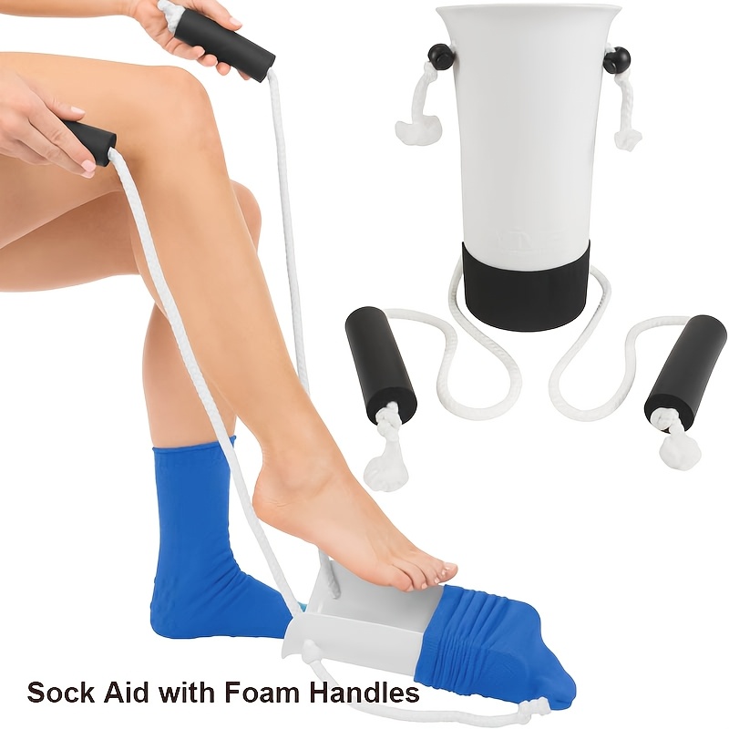 

Socks Aid With Foam Handles Easy Stocking Socks Helper Aid Tool Puller For Elderly Senior Pregnant Pull Up Assistance Help To Wear Sock