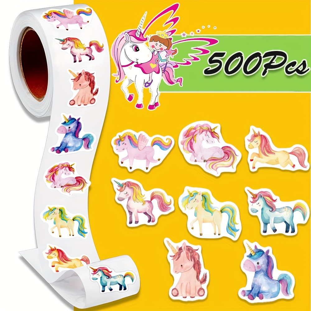 

1 Roll Of 500pcs Unicorn 2.5cm/1.0'' Diy Decoration Suitable For Water Bottles, Books, Phones, Tablets