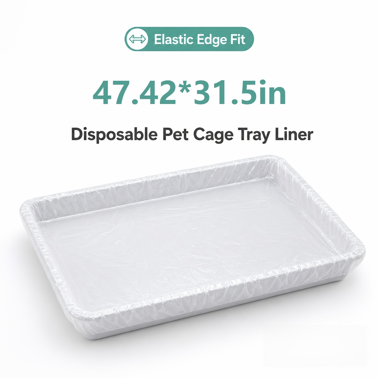 TEMU 65pcs 3size Disposable Elastic Pet Cage Tray Liners, Clear Pe Plastic Cage Liner Bags For Rabbits, Guinea Pigs, Hamsters, Birds, Cats, Dogs And