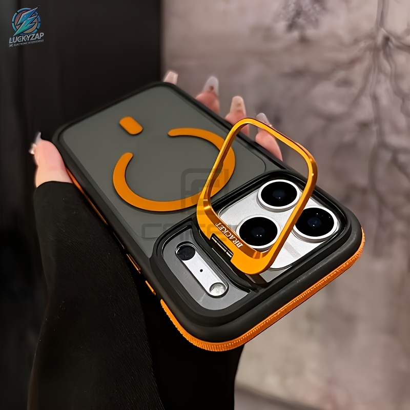 Phone Case - -in-one Phone Case Featuring A Magnetic Metal Frame, Lens Protective Film, And Bracket, Compatible With For Iphone Including The 17 Series, 16 Series, 15 Series, 14 Series, 13 Series