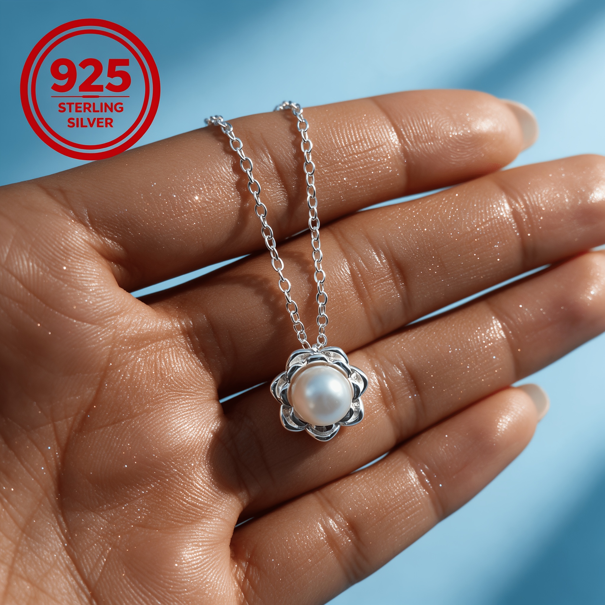 Women's 925 Silver Lotus Pendant Necklace, Light Luxury Design
