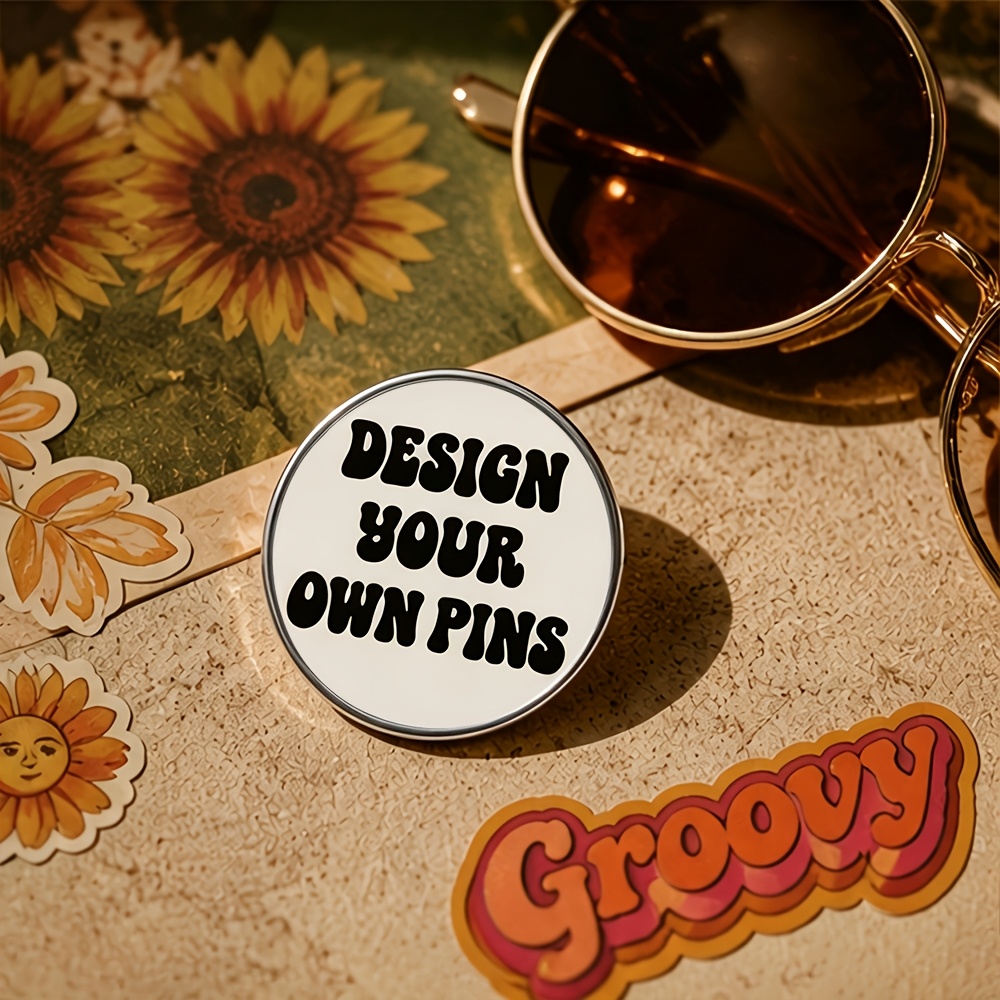 TEMU [custom] 1pc Sublimation Custom Golden And Silvery Metal Badge Brooch, Custom Team Brooch Badge Logo Picture Pattern, Sports Meeting Team Brooch