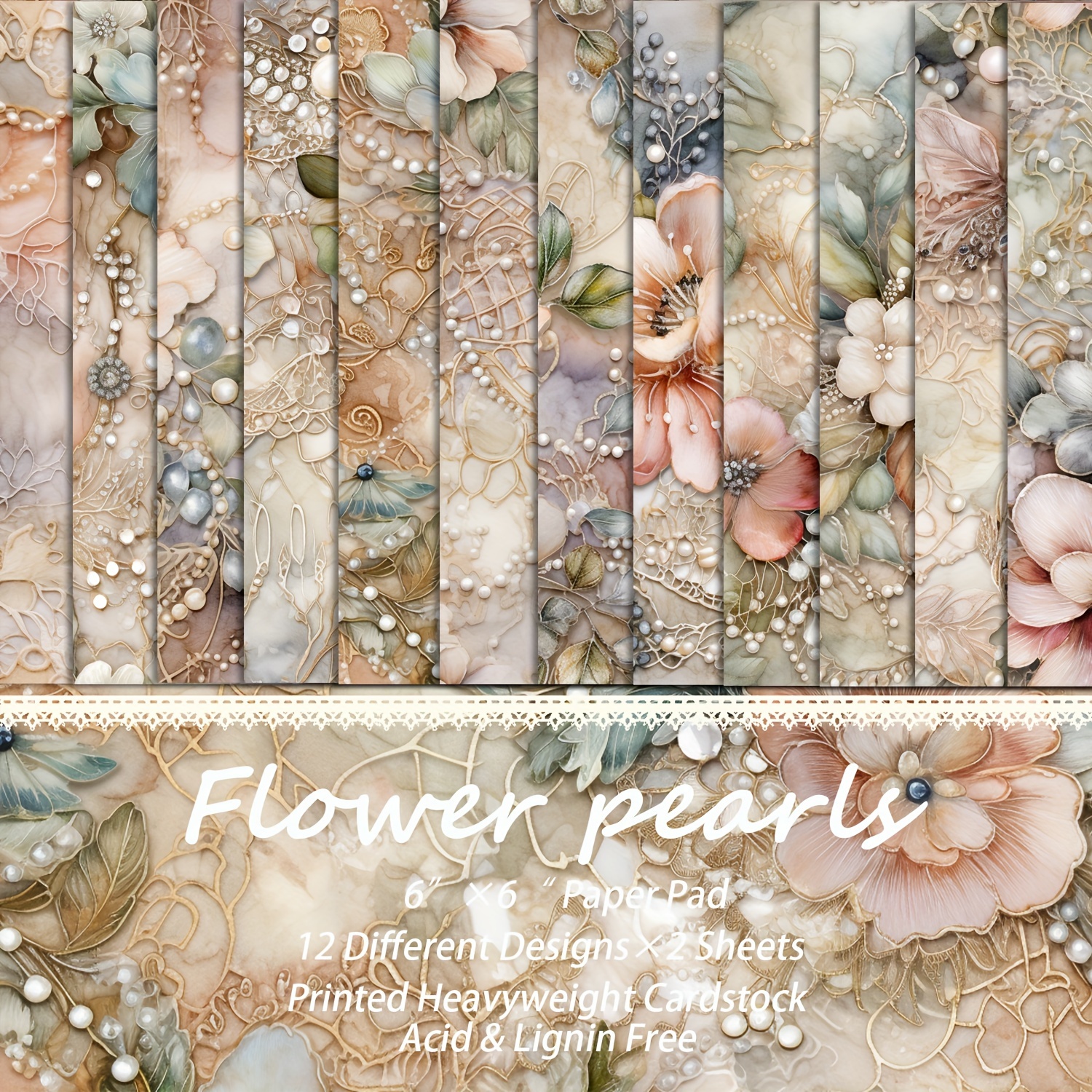 

24sheets(12 Patterns) Vintage Flowers Scrapbook Paper Pads, Perfect For Mini Gift Packaging,bullet Journals, Arts Crafts,scrapbooking Supplies,background Pad,junk Journal Kits,diy Crafts