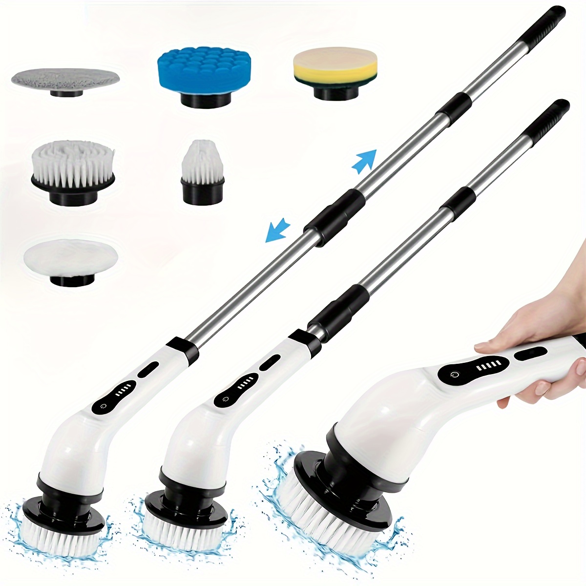 

1 Pack Electric Spin Scrubber, Cordless Shower Scrubber With 6 Replaceable Brush Heads, Electric Cleaning Brush With Dual Speeds & Extension Handle, Power Scrubber For Bathroom, Tile, Toilet, Floor