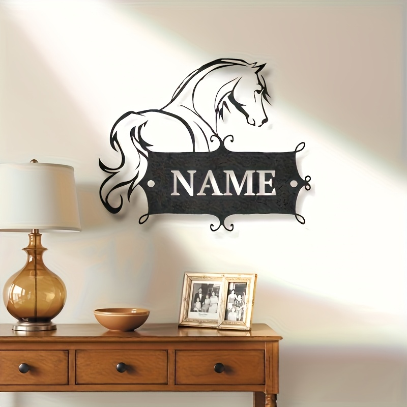 TEMU Personalized Horse Metal Wall Art | Customizable House Number With Elegant Scrollwork | For Home Or Garden Decor | No Power Required | Ideal For