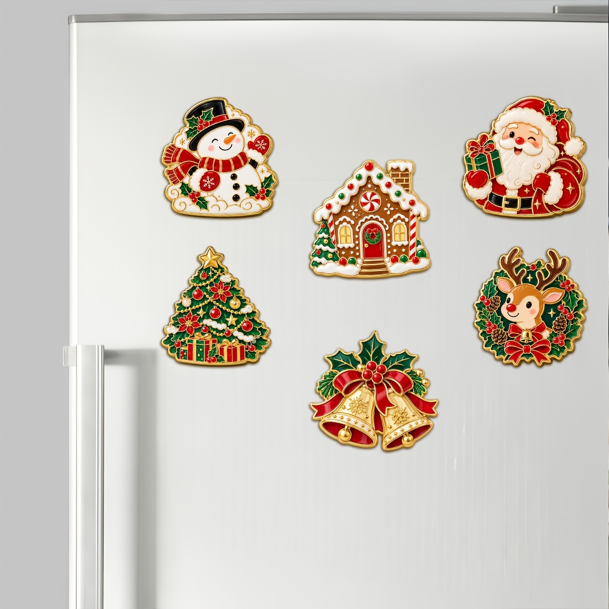TEMU 6pcs Christmas Fridge Magnet Decoration Set, Suitable For Decorating Refrigerators, Mailboxes, Door Frames, And Furniture. Ideal For Holiday