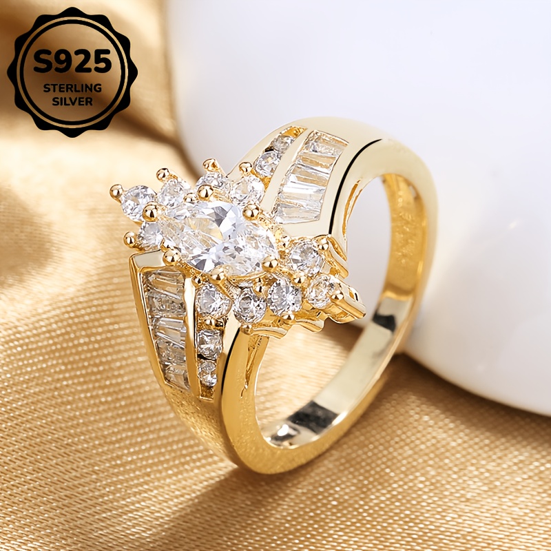 Image of 1pc S925 925 Silver Exquisite Fashionable Irregular Inlaid Synthetic Synthetic Zircon​ Ring For Men And Women Gift, Sizes 6-9 , High-quality Jewelry, Casual Party Wear