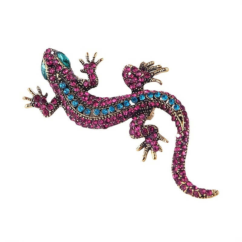 Vintage Animal Lizard Brooch, Full-Drill Alloy