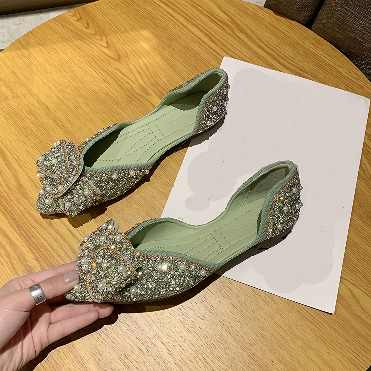 Pointed-toe Hammered Flat-soled Women's Autumn Shoes, Fashionable Casual Closed-toe Hollow Back-strapped Shoes, Women Shoes