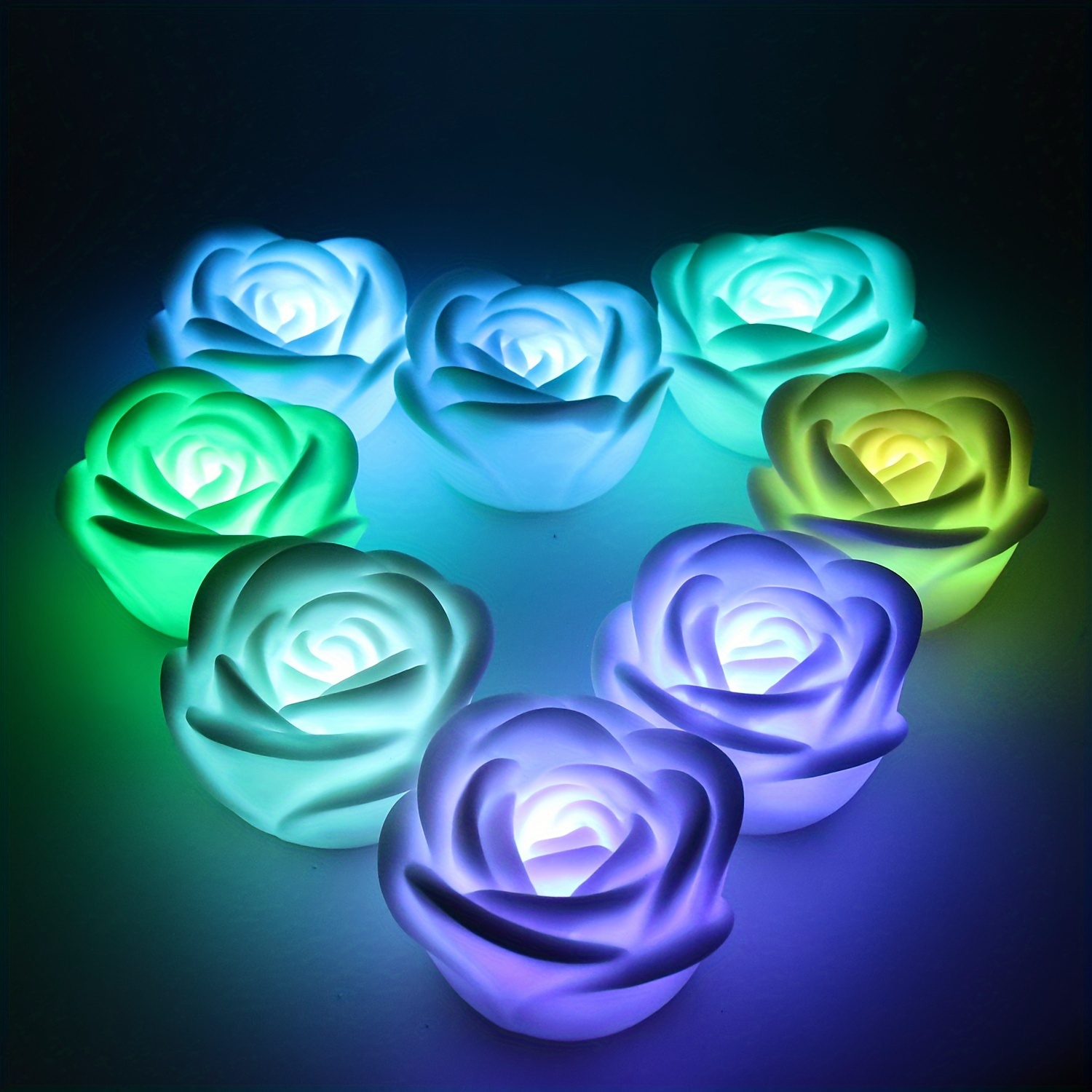 

4pcs Simulation Rose Flower Lights, Mother's Day Wedding Supplies, Party Decoration, Valentine's Day, Colorful Led Electronic Candle Lights