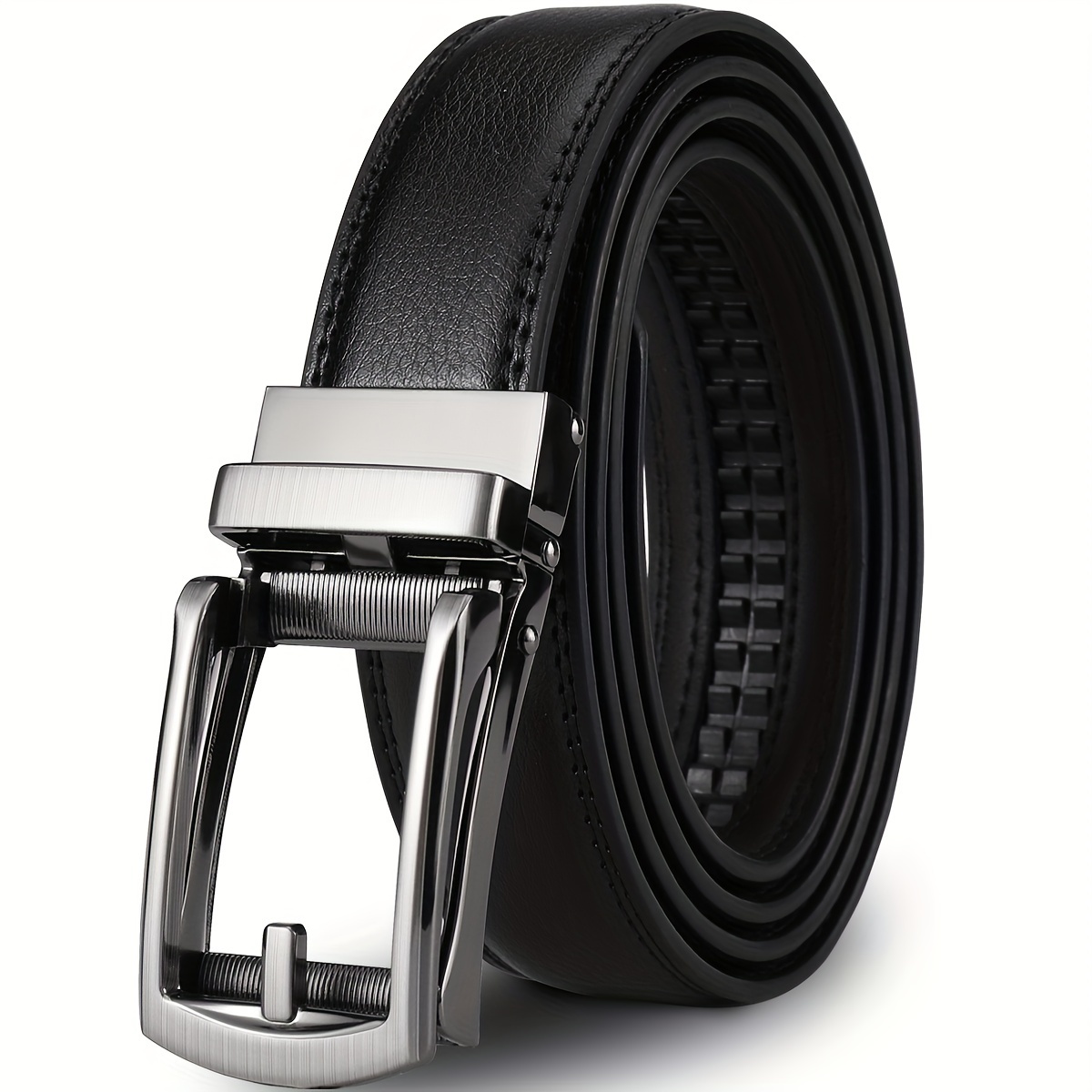 Men's Leather Business Belt Automatic Buckle Two layer Cowhide