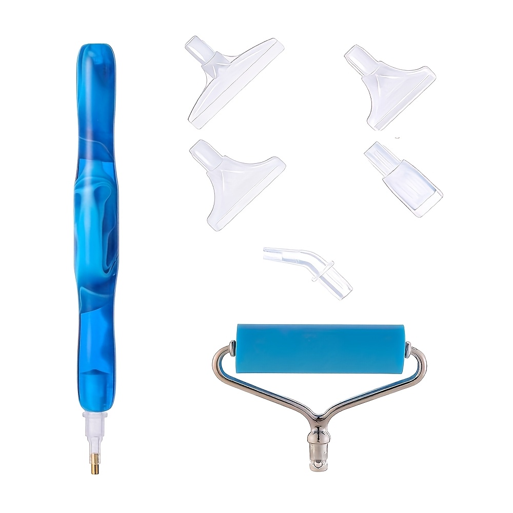 TEMU Kit de herramientas de pintura de diamante 5D con pluma ergonómica, aplicadores de gemas redondos y cuadrados - Aleación y plástico - 1 pluma de