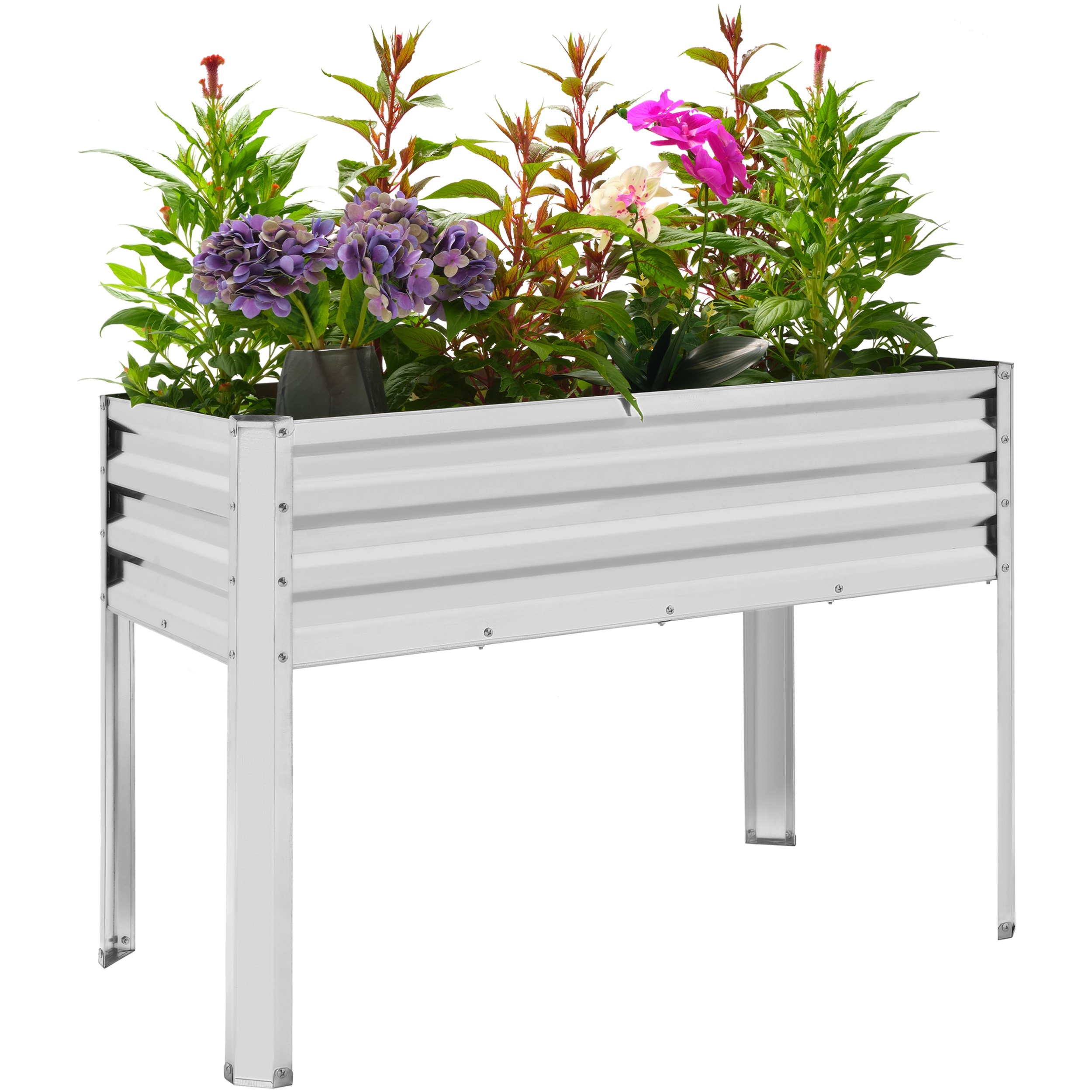 

Galvanized Raised Garden Bed Outdoor - 48 X 24 X 32 In Raised Garden Bed With Legs For Vegetables Flowers Herbs, Metal Elevated Raised Planter Box For Backyard, Balcony, Patio, Silver