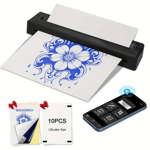 tattoo stencil printer tattoo printer machine for beginners termocopiadora tattoo with 10pcs of folded thermal paper portable wireless bluetooth tattoo printer compatible with portable printer portable printers wireless for