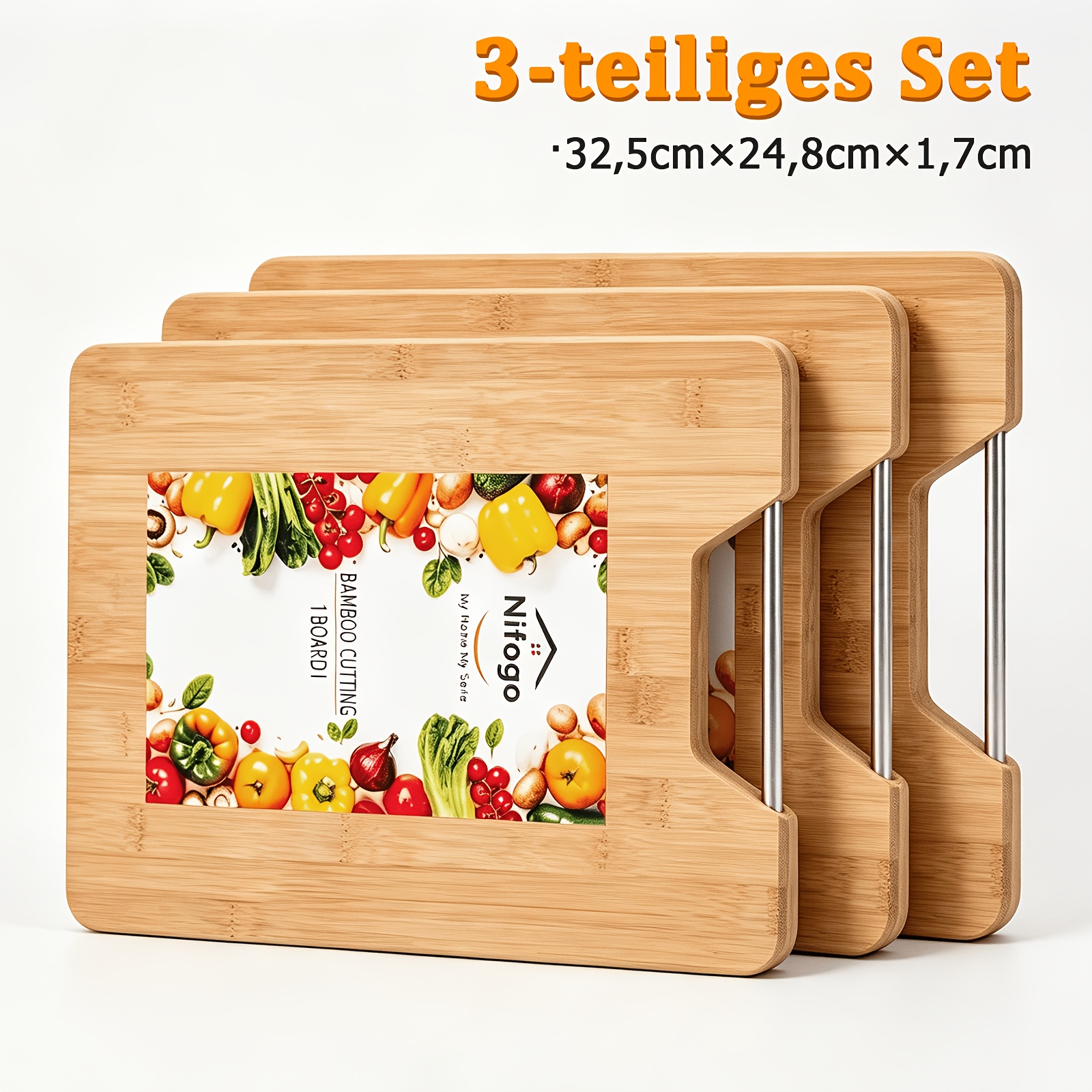3/1pc Bamboo Cutting Board With Deep Juice And Handle, Thick And Versatile Cutting Board, Suitable For Meat, Vegetables, Fruits, Cooking Essentials, Rustic Kitchenware, Bamboo Chopping Board
