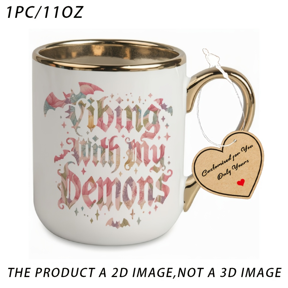 Image of 1pc, , Demons White Elegant Mug For Restaurant And Business, 11 Ounce, Holiday Gift, Birthday Gift, Christmas Gift, Summer Gift, Gifts For Women, Men's Gifts, Perfect Christmas And Halloween Gifts