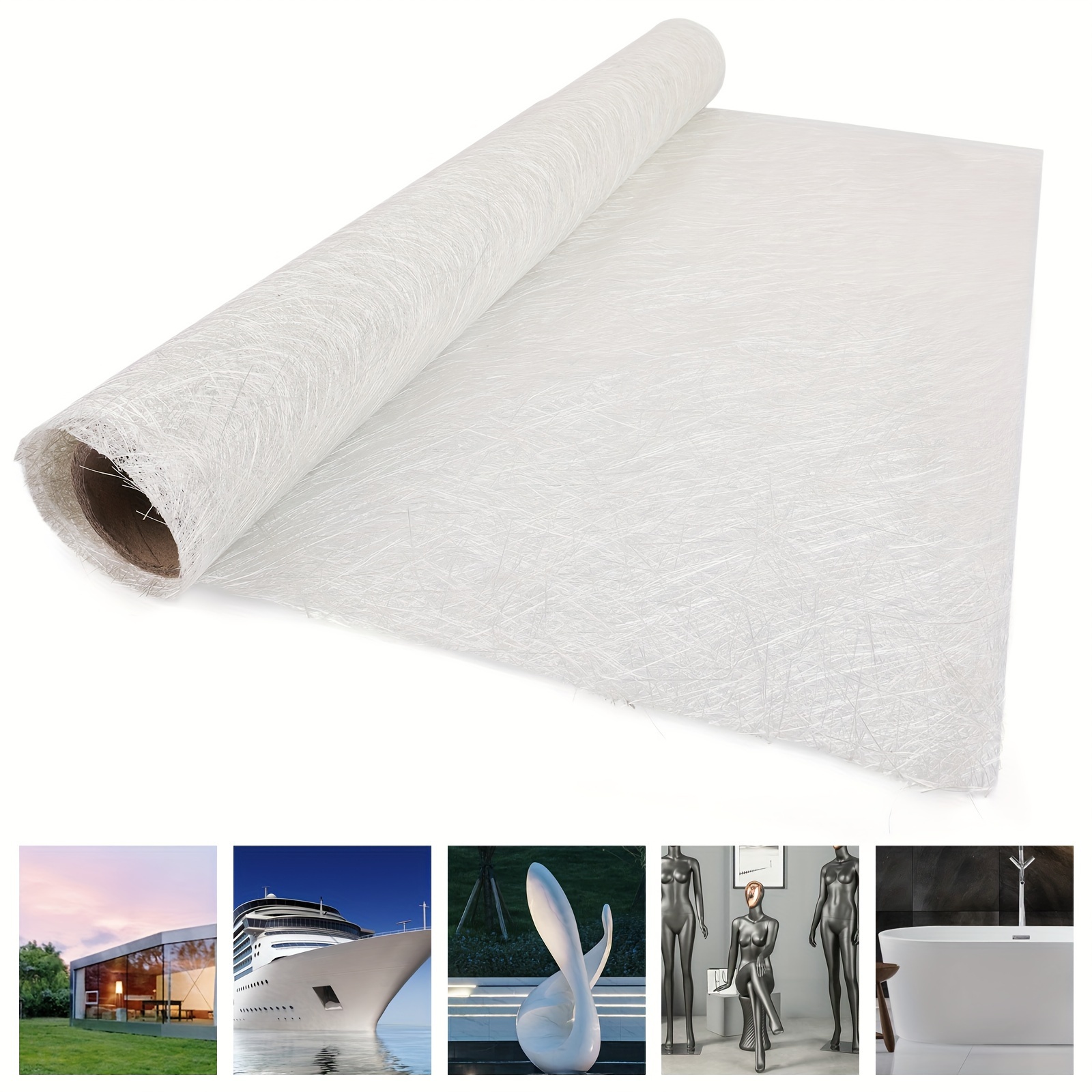 

Fiberglass Strand Mat Roll 300gsm 1.5oz 41 Inch Wide Fiberglass Cloth Mat For Molding Casting Roofing Boat Marine Repair