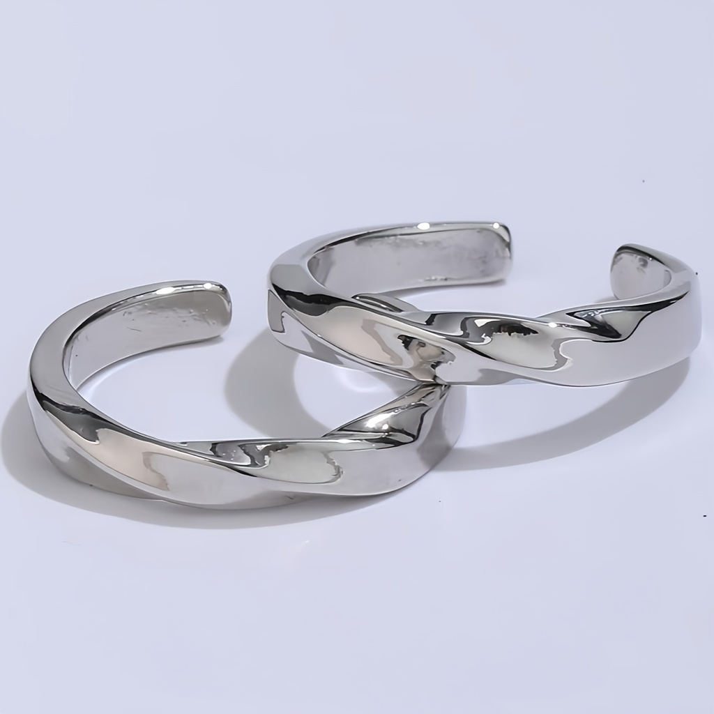 TEMU Set di due anelli aperti, anello ed elegante, anello a nastro di M繹bius, unisex, anello universitario in stile Instagram