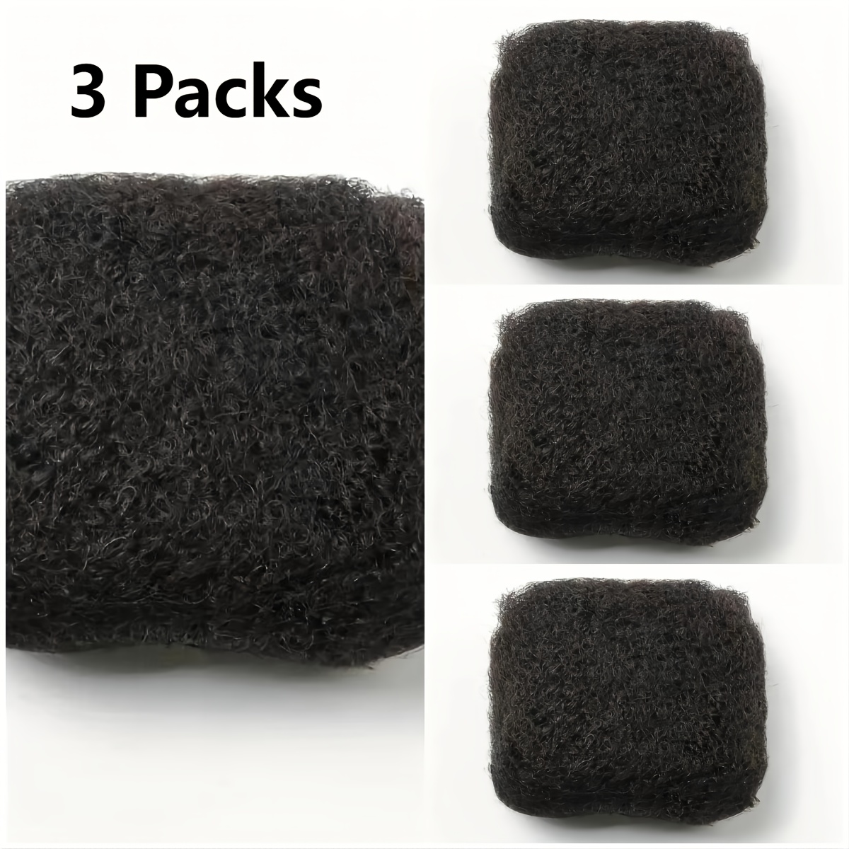 TEMU Afro Kinky Bulk Human Hair 3packs 1.06oz/pack Hair For Dreadlocks, Twists And Braids For Women Or Men Loc Extentions And Dyed For Valentine's Day Mother's Season