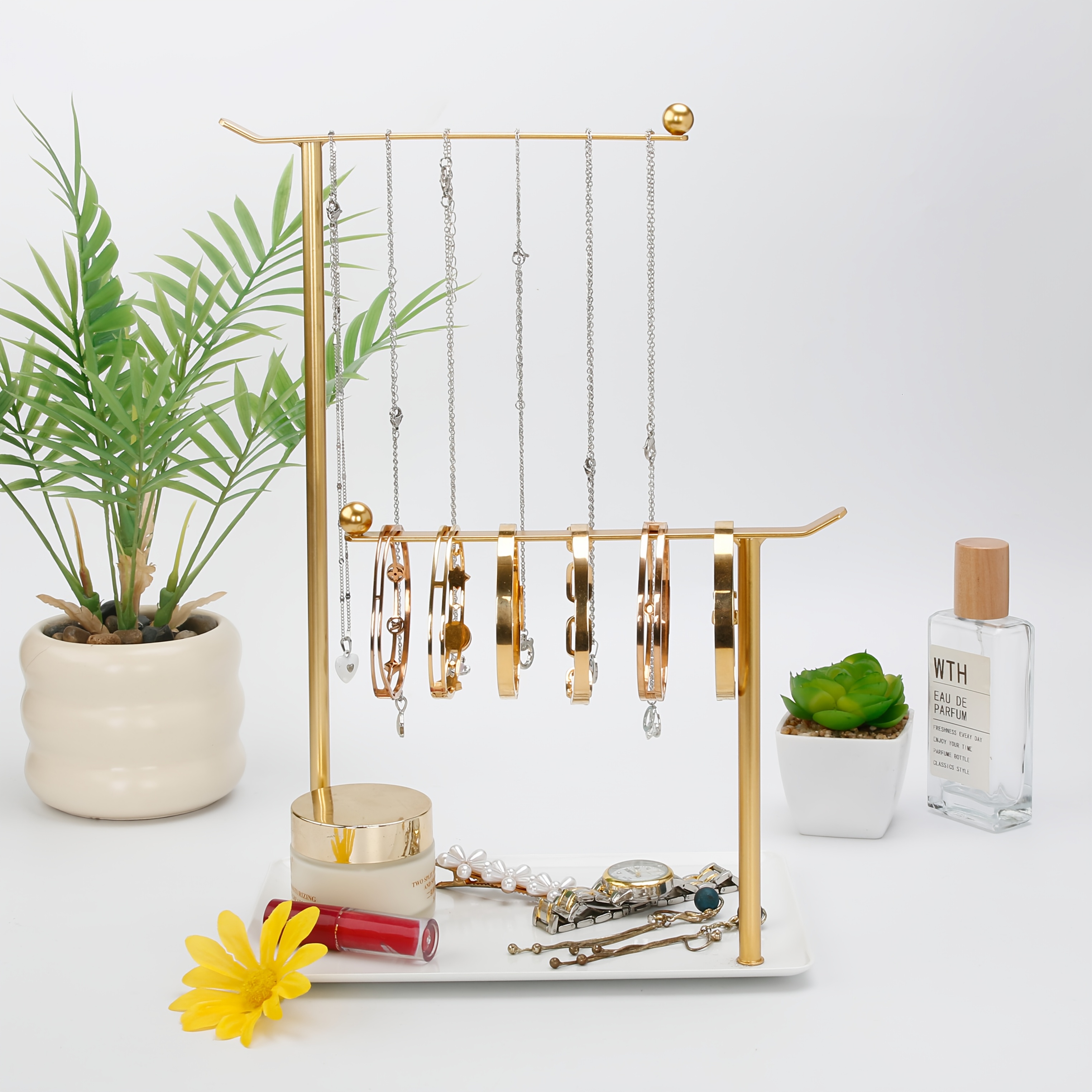 Image of 1pc Metal Creative Jewelry Stand For Necklaces, Earrings, Bracelets, Keys, And Watches, Suitable For Room Decoration, Display, And Storage, Christmas Gift, Jewelry Towers