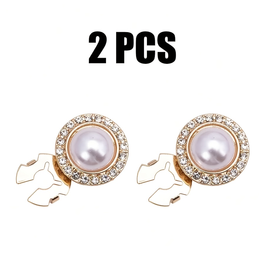 E-shop 2er-Set Elegante Kunstperlenknopf-Set, Hemdknopf-Set, Druckknopf-Set, Mode-Kristallknopf-Set, Geeignet für Smoking, Hochzeiten,