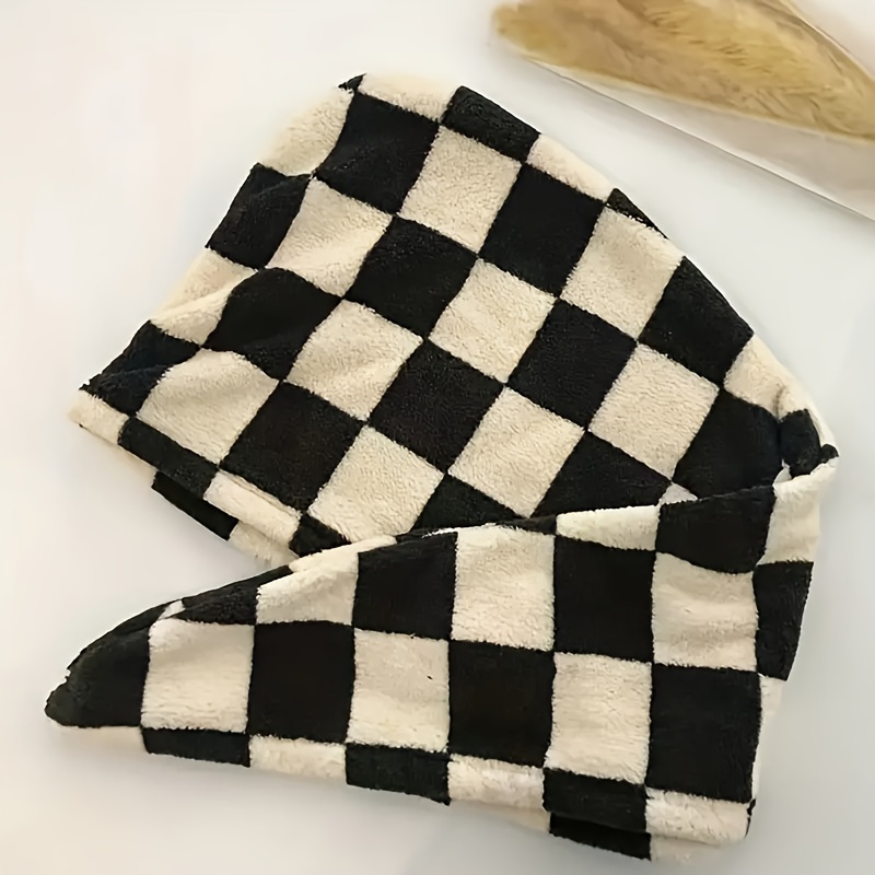 TEMU 1pc Checkerboard Super Absorbent Hair Drying Towel, Thickened Bathroom Towel, Soft & Comfortable Head Towel Wrap Gift, Bathroom Supplies, Home Supplies