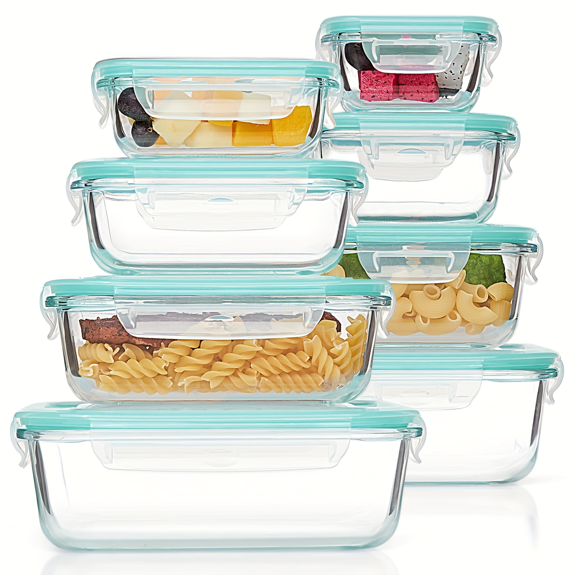 16pcs sealed glass food storage containers lunch boxes microwave and oven safe   salads fruits vegetables and sandwiches lunch box sealed storage durable glass food storage containers 8 lids and 8 containers