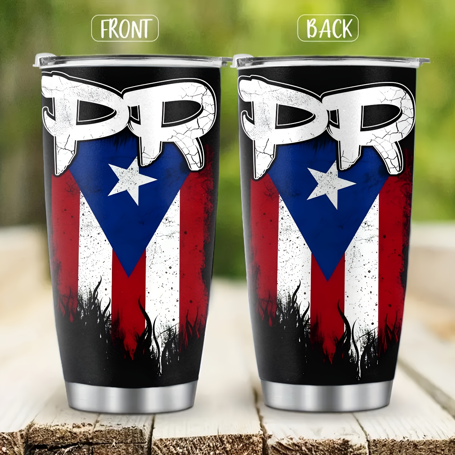 

1pc, Puerto Rico Tumbler With Lid, 20oz Stainless Steel Water Bottle, Insulated Water Cups, Summer Winter Drinkware, Outdoor Travel Accessories