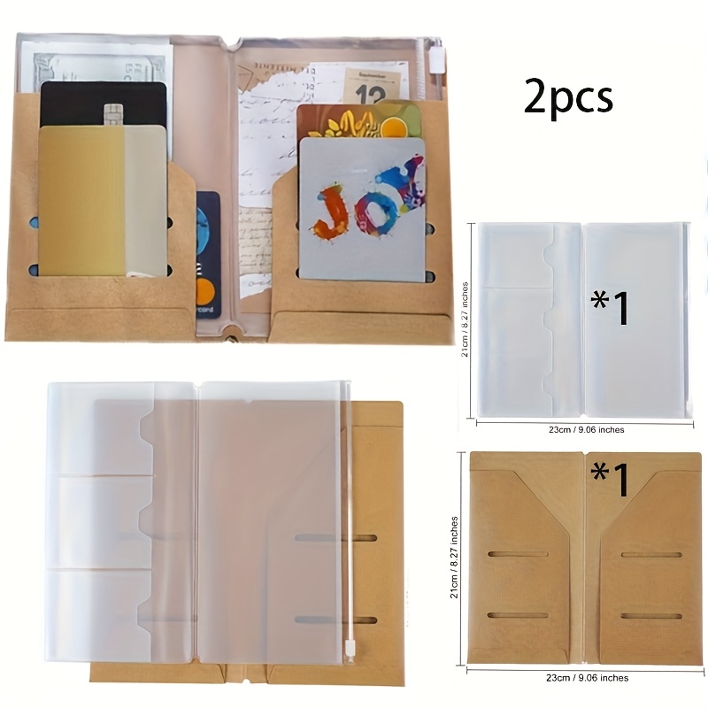 TEMU 2pcs Zippered Pvc Protective Bags | Traveler's Journal Accessory Cases - Standard Size For Travel Notebook Supplements