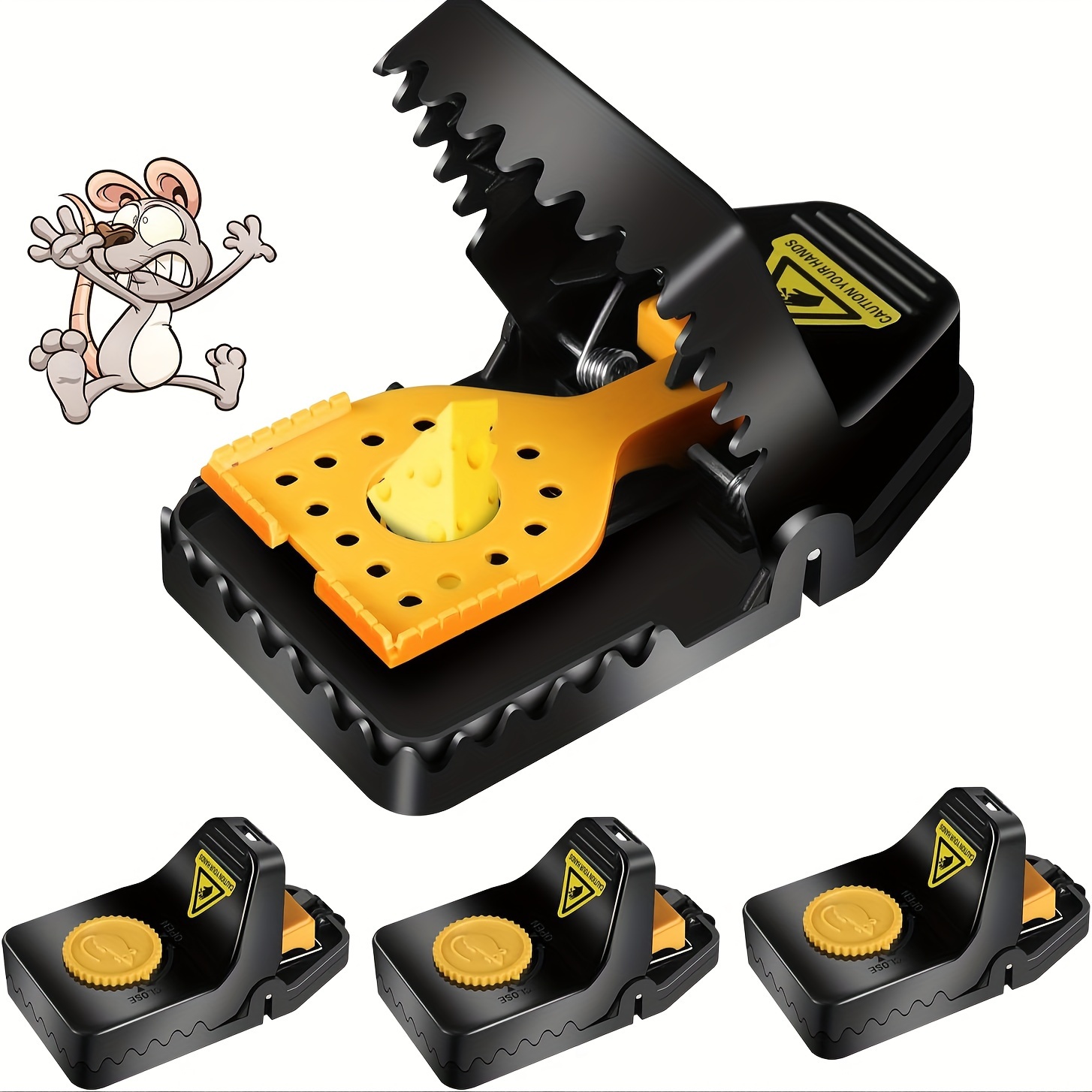 

Abs Material Rat Trap, Pest Control Mouse Catcher, Non-electric Powerful Spring-loaded Snap Trap With Detachable Bait Cup For Home Use