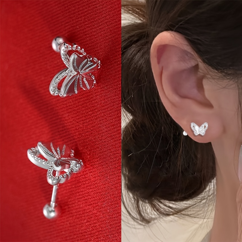 a pair of ladies fashionable hollow   stud earrings with 925 spiral silvery   featuring a silvery plating for a minimalistic light luxury look suitable for daily wear parties vacations and making great gifts Product details 1