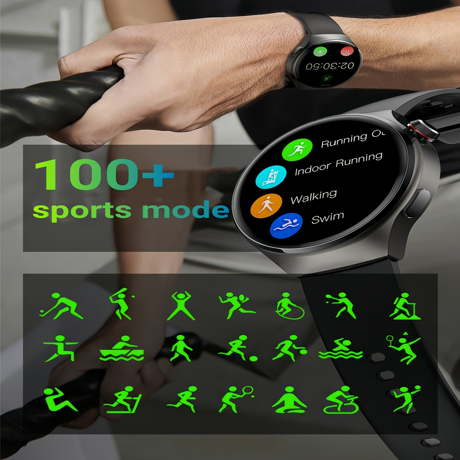 Smartwatch Upgraded Fitness Full Touch Screen Smartwatch For IOS/Android Phones, 1.53-inch HD Smartwatch, Steps Calorie Counter, IP67 Water Resistant_voghion.com