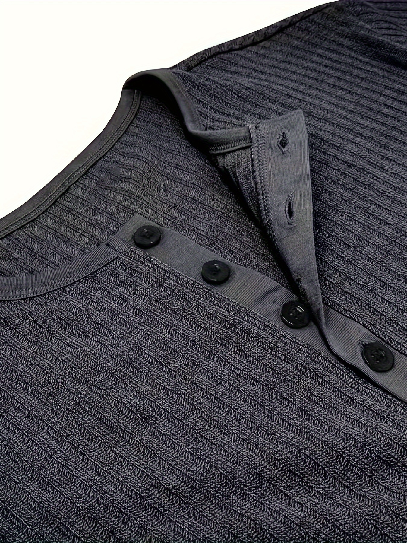 solid stripe pattern knit short sleeve t shirt henley neck