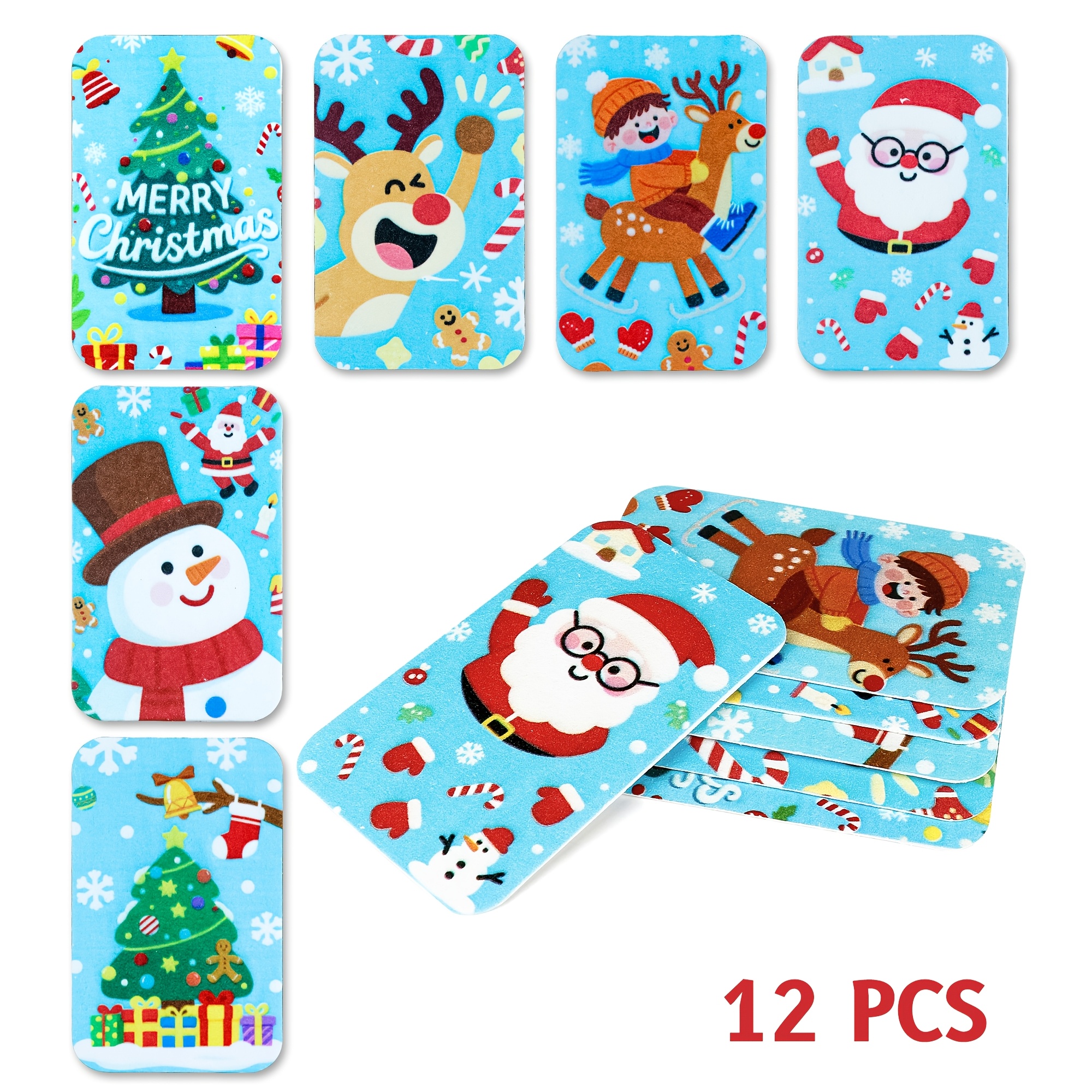 Image of 6/12 Pack Christmas Theme Kitchen Sponge, Cellulose And Coconut Scrubber High-quality Dishwashing Sponge, Household Cleaning Foam For Dishes