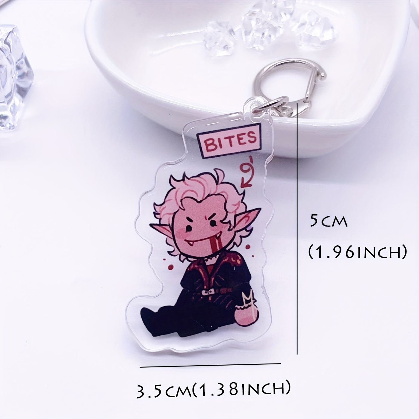 Anime-Inspired Acrylic Keychain, Astarion Character &amp; Quirky Quote Design, Lobster Clasp Key Ring, Decorative Bag Pendant, Birthday Festival Gift for