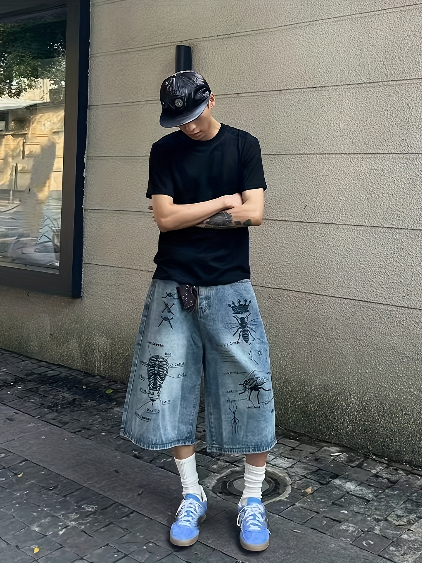 *'s Wo*'s Non-Stretch Jeans-like *-thigh Shorts Relaxed Fit Vintage  Streetwear Denim-look Pants Machine Washable Urban Fashion fo