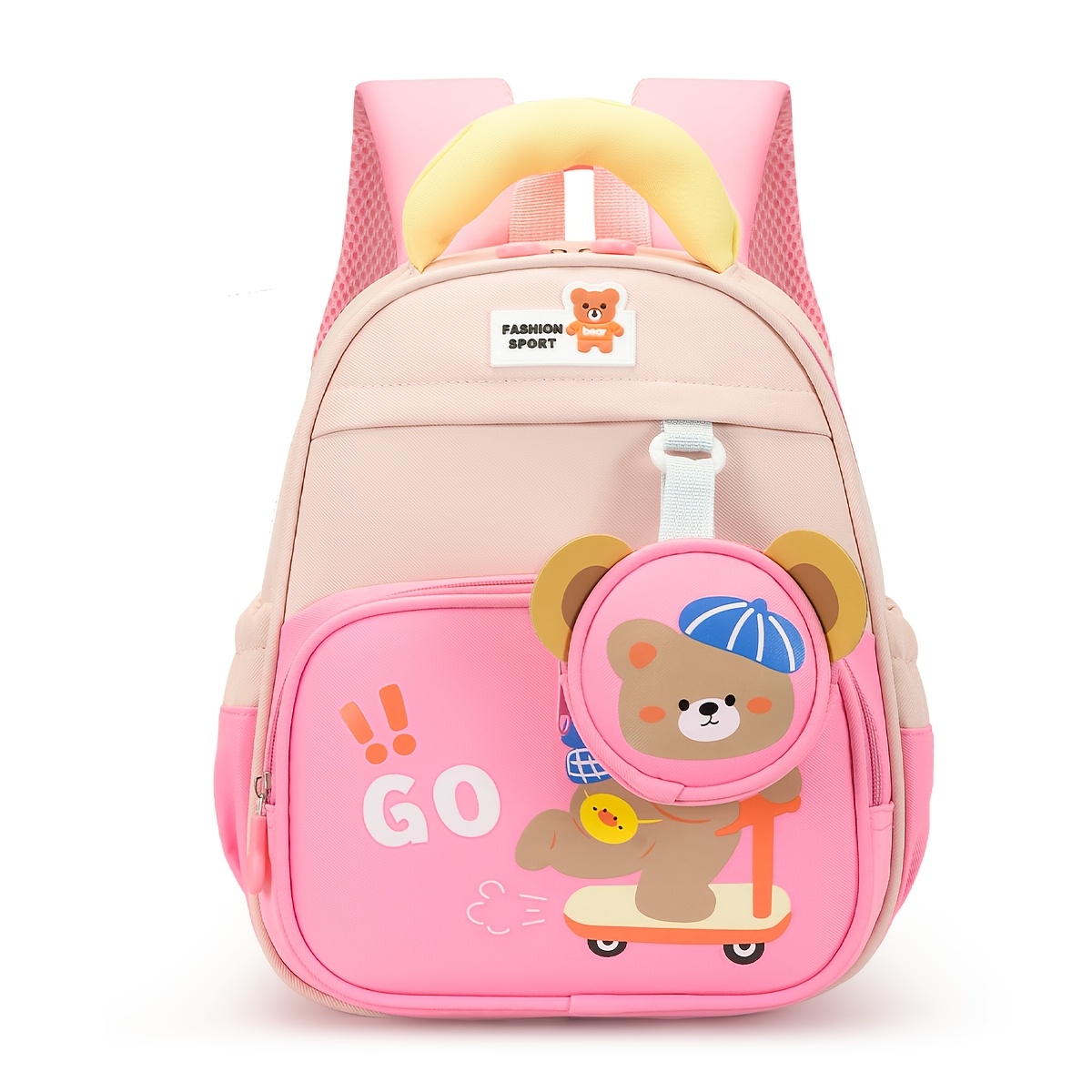 TEMU New Lightweight Comfortable Cute Bear Student Backpack Preppy Style Easy Versatile Campus Backpack, For Teenager