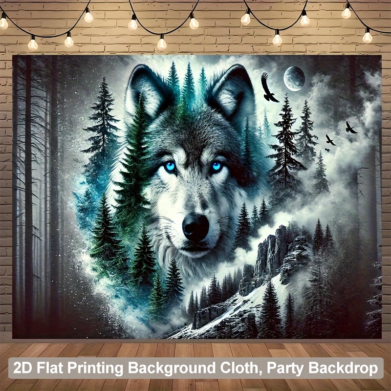 Wolf Tapestry Mysterious Forest Wall Decor For Living Room_voghion.com