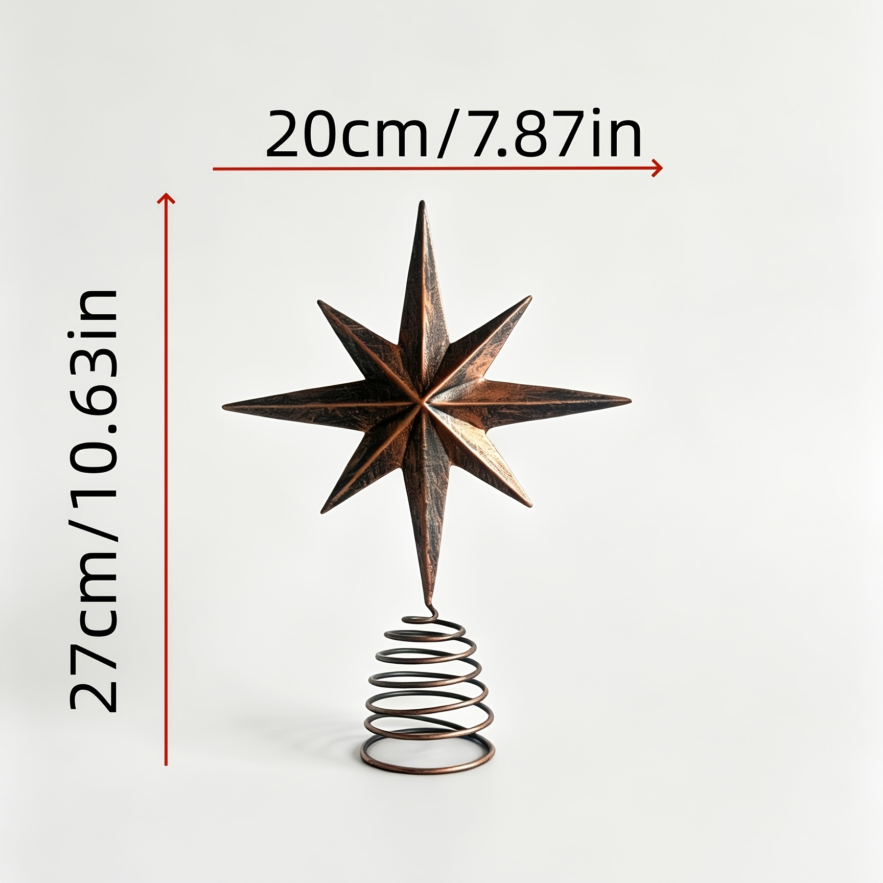 TEMU Retro Distressed Christmas Tree Topper, Iron Premium And . Spiral Spring Base Stable And Compatible With Various Christmas Trees, 3d Starburst