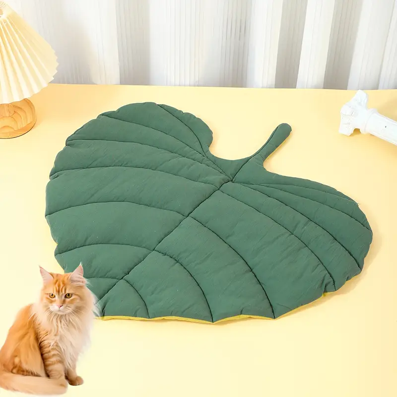 cozy leaf shaped pet bed mat for dogs cats durable polyester fill season chew resistant design ideal for small to medium breeds resting place plush pet mat chewresistant fabric Product details 5