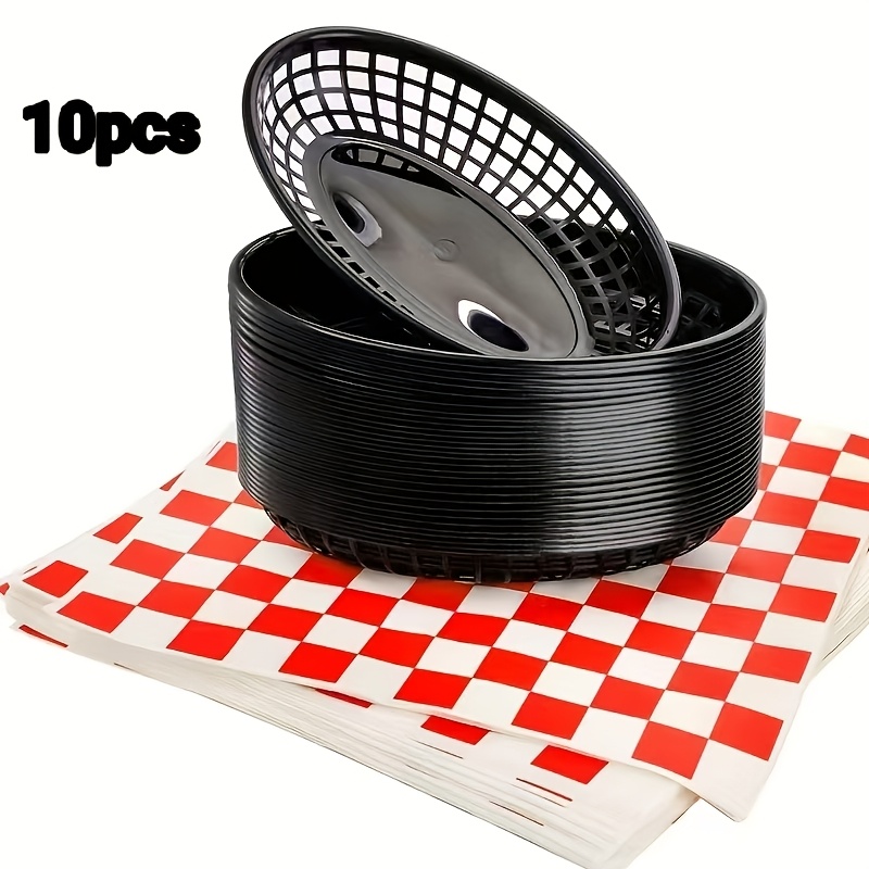 TEMU 10pcs Plastic Food Trays - Durable, Stackable, Easy To Clean - Suitable For , Restaurants, Kitchen Supplies, Burger Fry French Fry Trays,
