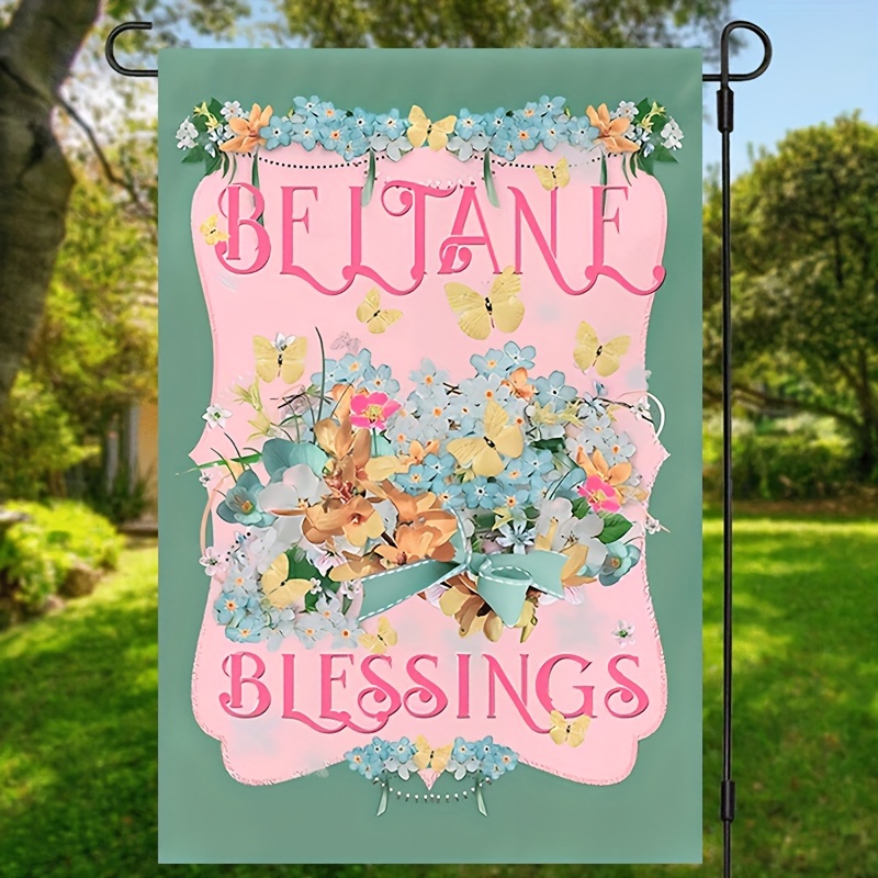 

1pc, Beltane Garden Flag, Beltane Decor Beltane Blessings Theme House Outdoor Decorations, Lawn Flag, Porch Sign, Double Sided Waterproof Vertical Banner 12*18inch
