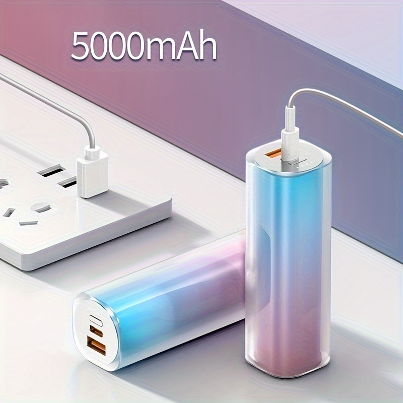 

Lipstick Size 5000mah Mini Charger Compact And Portable, 10w Usb Interface Output, Color Gradient Suitable For Ios/android